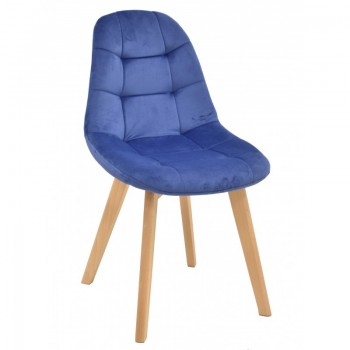 Silla LORENA, madera, tapizada velvet azul