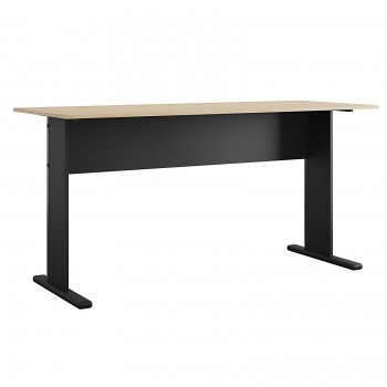 Mesa de oficina WORK, metal, bilaminado natural y negro 120 x 60 cms