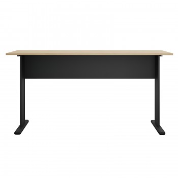 Mesa de oficina WORK, metal, bilaminado natural y negro 150 x 60 cms