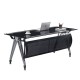 Mesa de oficina BASILEA, vidrio templado negro, 160 x 80 cms