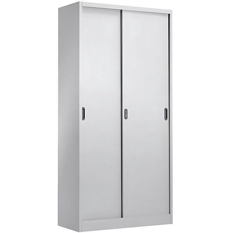 Armario metálico OLIMPO, puertas correderas, gris ral 7035, 90x46x185 cms