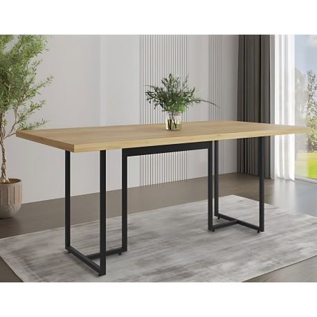 Mesa PRIME 40, metal negro, tapa MDP color natural, 180 x 90 cms