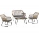 Sillón KROYA, metal, ratán beige, cojín negro