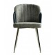 Silla DRESDE, cromada, tapizada chenilla azul y gris claro