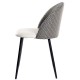 Silla ETNA, metal negro, tapizado pata de gallo y similpiel blanca