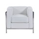 Sillón LOBBY, acero inoxidable, similpiel blanca