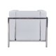 Sillón LOBBY, acero inoxidable, similpiel blanca