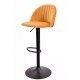 Taburete FLOWER, regulable, metal negro, tapizado velvet amarillo con trasera floral a juego