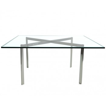 Mesa BCN, baja, acero inoxidable, cristal, 102x102 cms