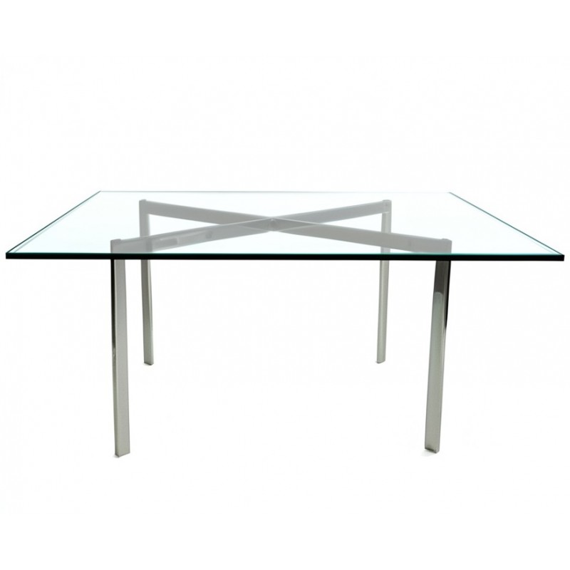 Mesa BCN, baja, acero inoxidable, cristal, 102x102 cms