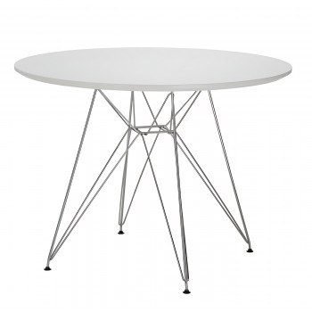 Mesa STAR, cromada, lacada blanca, 100 cms de diámetro