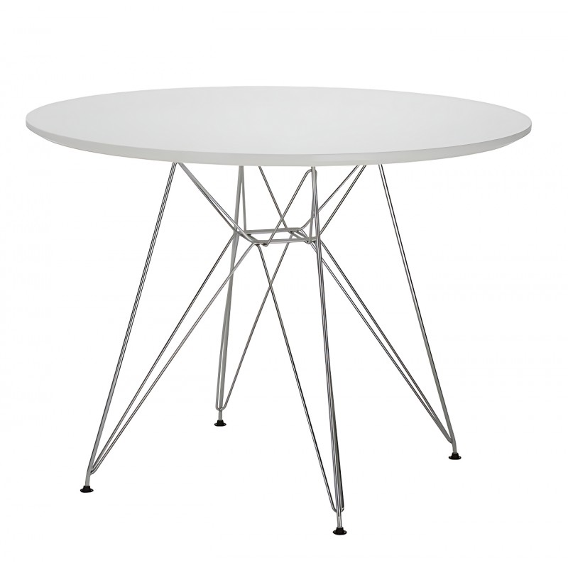 Mesa STAR, cromada, lacada blanca, 100 cms de diámetro