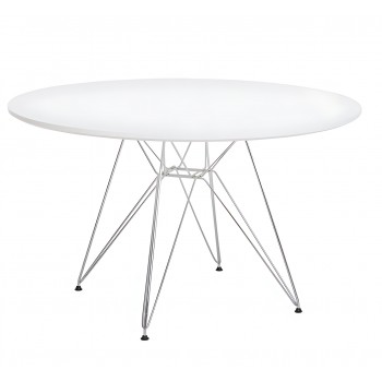 Mesa STAR, cromada, lacada blanca, 120 cms de diámetro