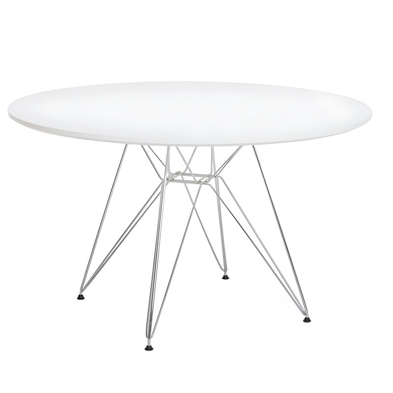 Mesa STAR, cromada, lacada blanca, 120 cms de diámetro