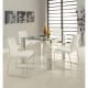 Silla BERTA, cromada, similpiel blanca