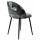 Silla FLORAL, metal, tapizado velvet gris con trasera floral a juego.