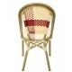 Silla GARNIER, apilable, aluminio, ratán beige y rojo