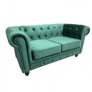 Sofá CHESTER PREMIUM, 2 plazas, tapizado velvet esmeralda