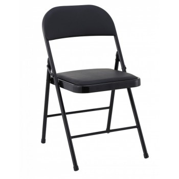 Silla SMART, plegable, metal, epoxi negro, vinilo negro
