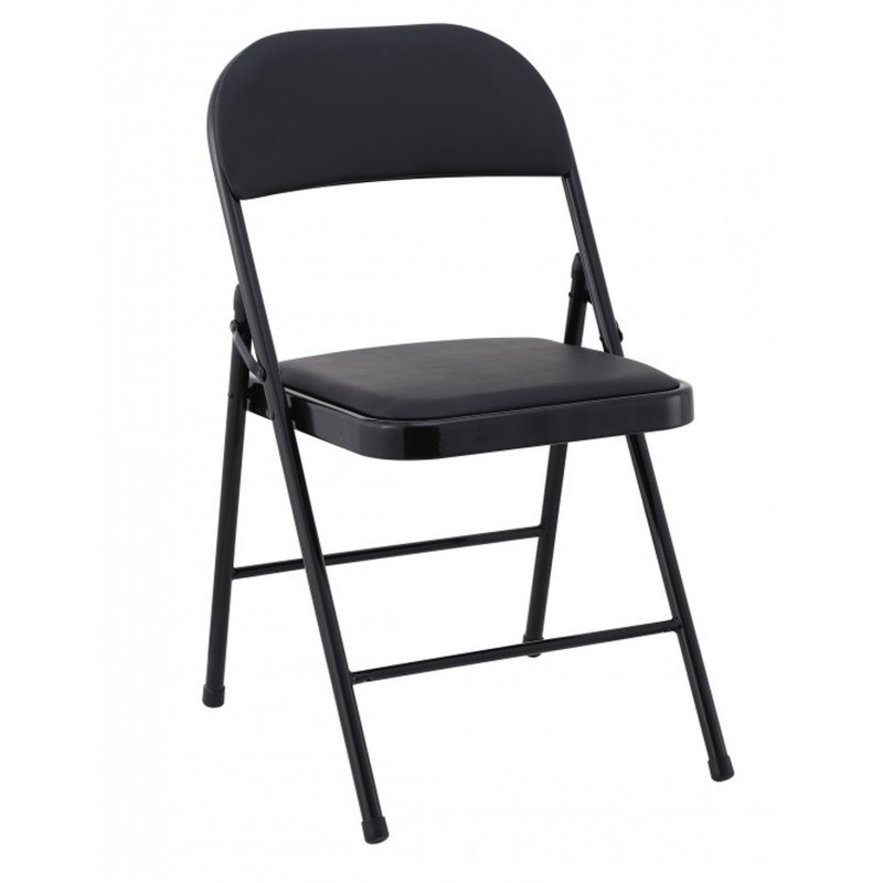 Silla SMART, plegable, metal, epoxi negro, vinilo negro