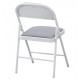 Silla SMART, plegable, metal, epoxi blanco, vinilo gris claro