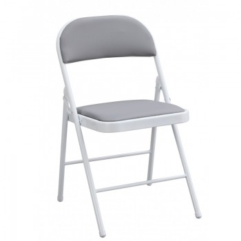 Silla SMART, plegable, metal, epoxi blanco, vinilo gris claro