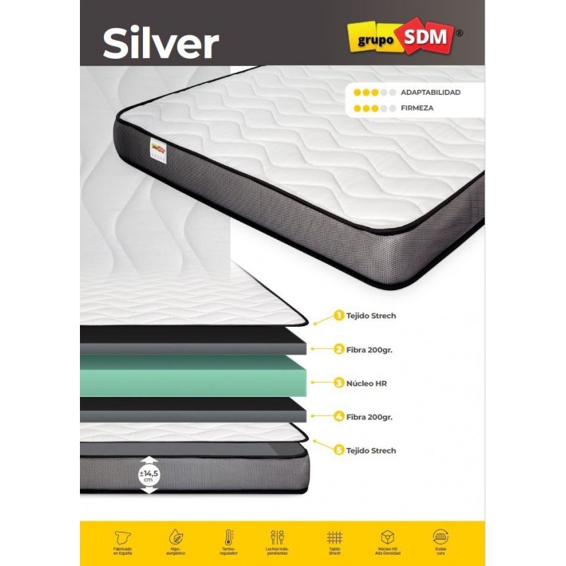 Colchón de espuma HR 105x190 SILVER SDM