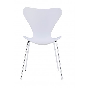 Silla JACOBO, apilable, cromada, acabado lacado blanco