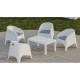 Sillón SURF, apilable, polipropileno blanco, cojín gris
