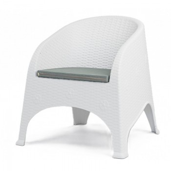 Sillón SURF, apilable, polipropileno blanco, cojín gris