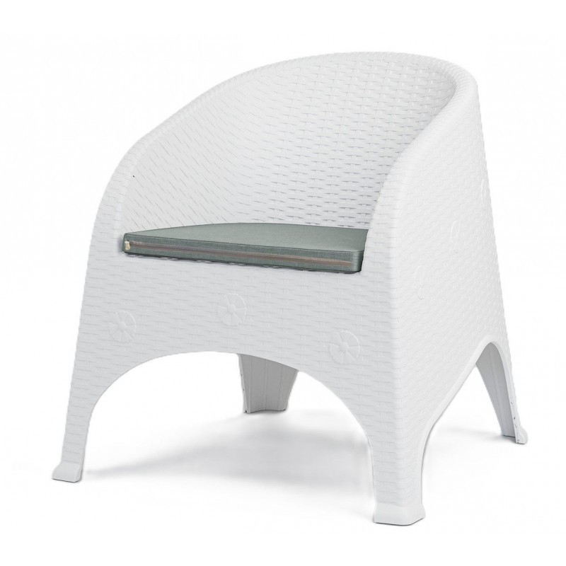 Sillón SURF, apilable, polipropileno blanco, cojín gris
