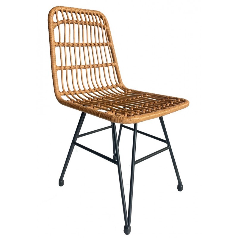Silla BRUNEI, metal, ratán beige