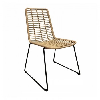 Silla LOTAK, metal, ratán beige