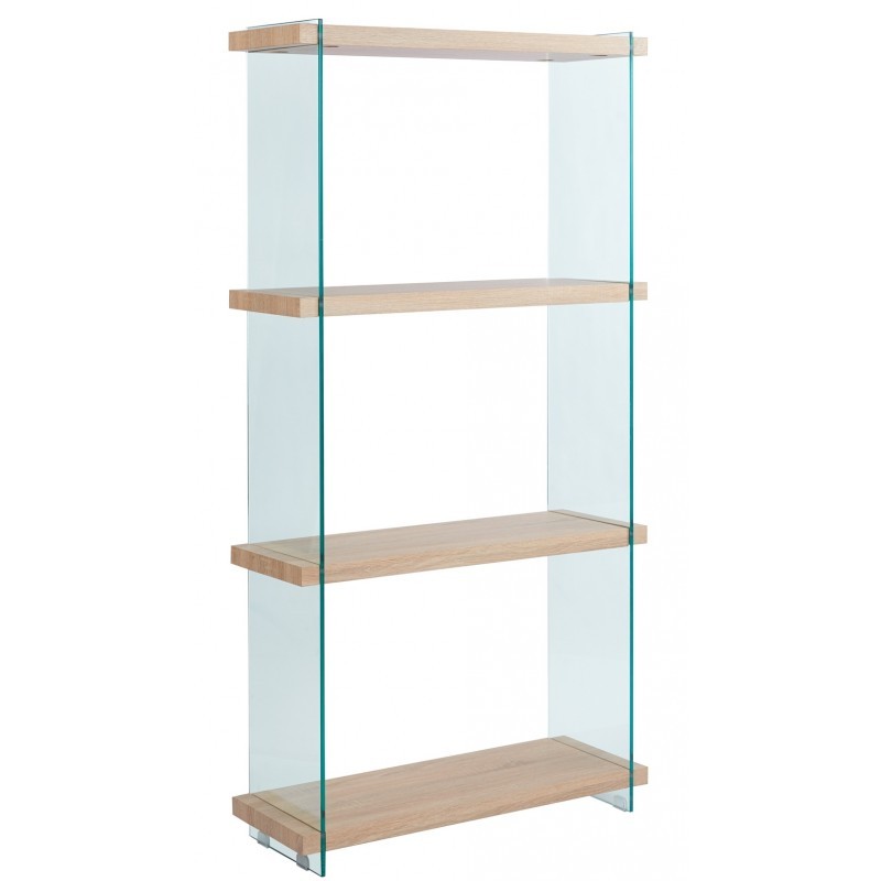 Estantería OSIRIS NEW, madera, cristal templado, 84x30x165 cms