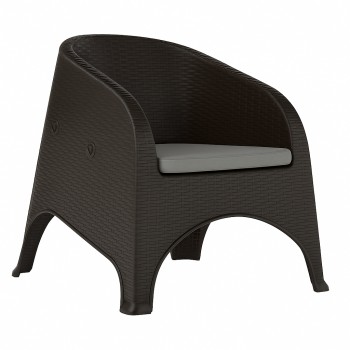 Sillón SURF, apilable, polipropileno marrón chocolate, cojín beige