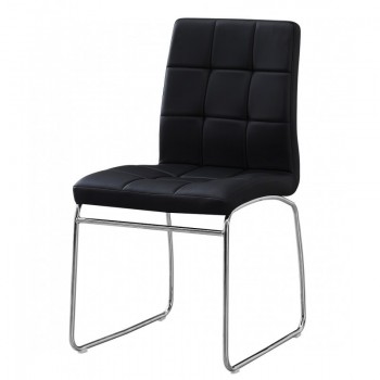 Silla BERTA, cromada, similpiel negra