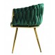 Sillón KING, metal dorado, tapizado velvet verde oscuro