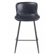Taburete SAMPER, metal, similpiel vintage negra