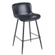 Taburete SAMPER, metal, similpiel vintage negra