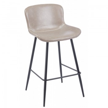 Taburete SAMPER, metal, similpiel vintage gris