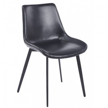 Silla MADRIGAL, metal, similpiel vintage negra