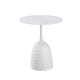 Mesa CAVEZZO, baja, blanca, tapa cerámica mármol blanco, 50 cms de diámetro