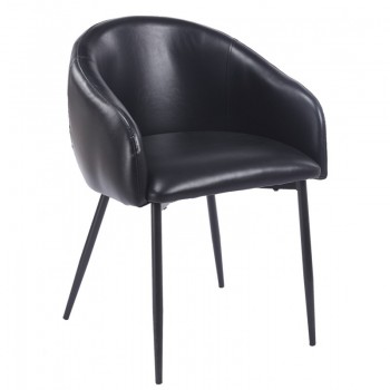 Sillón PELAYO, metal, similpiel vintage negra