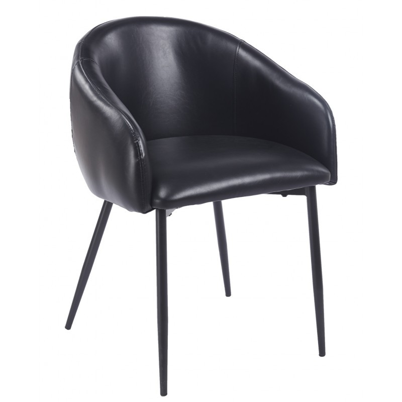 Sillón PELAYO, metal, similpiel vintage negra
