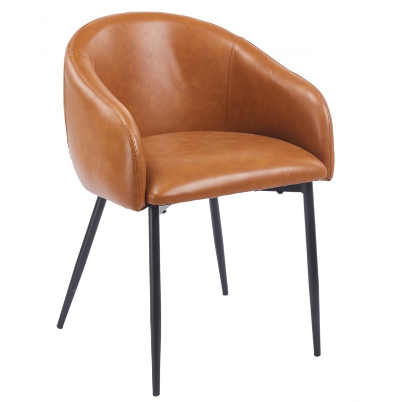 Sillón PELAYO, metal, similpiel vintage marrón