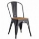 Silla TOL EK WOOD, acero, negra, asiento madera