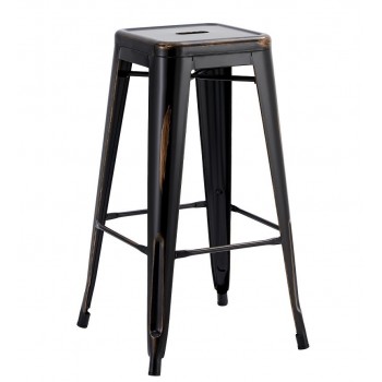 Taburete TOL EK VINTAGE, acero, negro