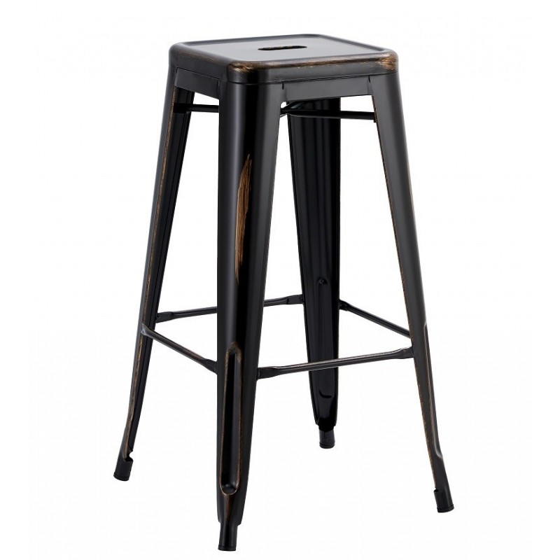 Taburete TOL EK VINTAGE, acero, negro