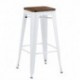 Taburete TOL EK WOOD, acero, blanco, asiento madera