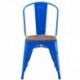 Silla TOL EK WOOD, acero, azul, asiento madera
